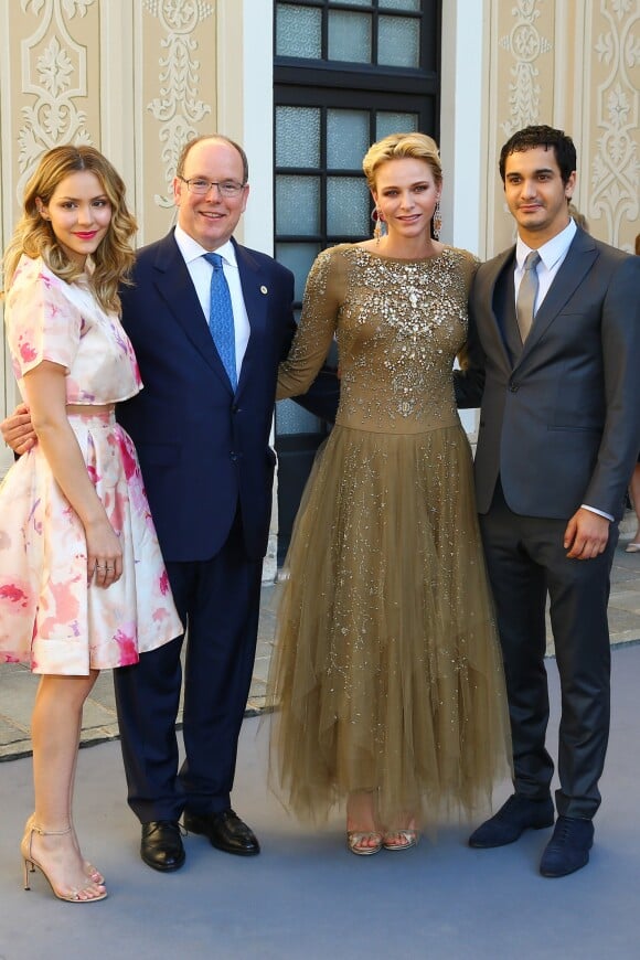 Le prince Albert II de Monaco et sa femme la princesse Charlène avec Elyes Gabel et Katharine McPhee au Palais Princier dans le cadre du 56ème Festival de la télévision de Monte-Carlo à Monaco le 14 juin 2016.