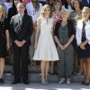 La reine Letizia d'Espagne présidait le 26 juillet 2016 au Parque del Retiro à Madrid la cérémonie des 25e Prix FEDEPE en l'honneur des femmes dirigeantes, chefs d'entreprise et professionnelles.