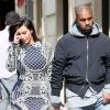 Kim Kardashian et Kanye West sortant de chez Balmain, le 14 avril 2014 à Paris