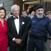 La reine Silvia et le roi Carl XVI Gustaf de Suède à la première de "Manon Lescaut" lors du Festival de Salzbourg le 4 août 2016