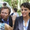 Exclusif - Najat Vallaud-Belkacem assiste à la commémoration de la mort de trois résistants tombés sous les balles allemandes le 6 août 1944, en compagnie de son mari Boris Vallaud et de leurs deux enfants, à Toulouges dans le Gers, durant ses vacances dans les Landes. Le 6 Aout 2016. © Patrick Bernard-Christophe de Prada / Bestimage
