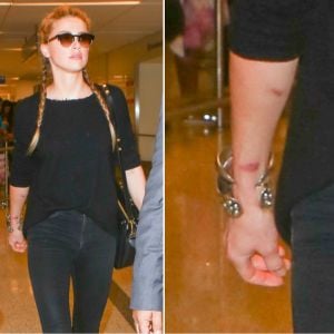 Amber Heard lors de son arrivée à l'aéroport de Los Angeles le 12 août 2016