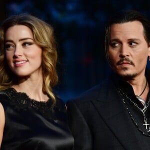 Johnny Depp et sa femme Amber Heard - Avant-première du film "Black Mass" lors du Festival BFI à Londres, le 11 octobre 2015.