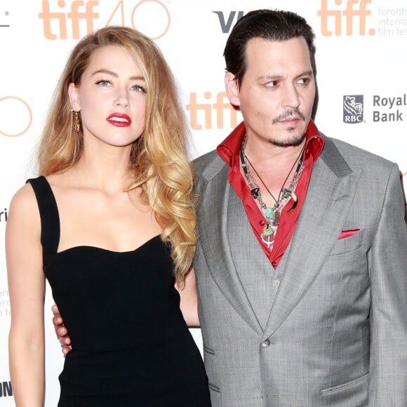 Amber Heard et son mari Johnny Depp - Avant-première du film "Black Mass" lors du Festival International du film de Toronto, le 14 septembre 2015.