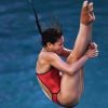 He Zi lors de l'épreuve de plongeon à 3 mètres, à Rio de Janeiro, le 14 août 2016