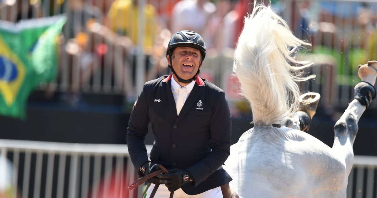 Phillipe Rozier of France rides Rahotep De Toscane during the Jumping Team Round 2 during Day 12