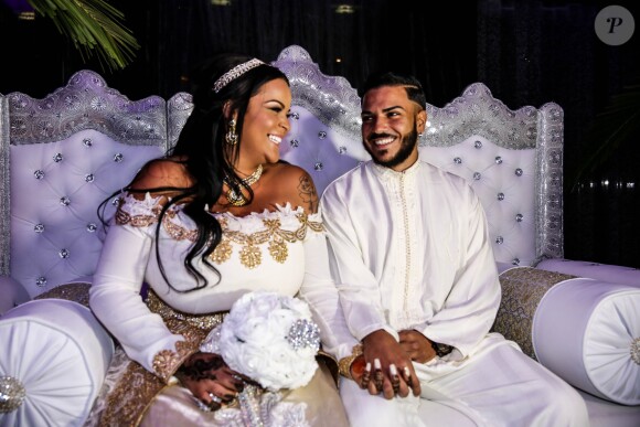 Exclusif - Fiançailles de Sarah Fraisou (Les Anges 8) avec Malik, la cérémonie s'est déroulée dans une salle des fêtes de la région parisienne en présence de leurs familles le 8 juillet 2016.