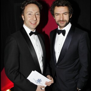 Stéphane Bern et Cyril - Soirée de gala de la 29e Nuit des neiges. En Suisse, le 4 février 2012.