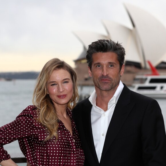 Renée Zellweger et Patrick Dempsey lors d'un photocall pour la promotion du film "Bridget Jones Baby" à Sydney le 22 août 2016.