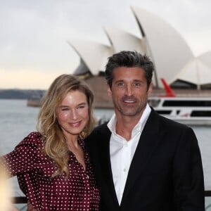 Renée Zellweger et Patrick Dempsey lors d'un photocall pour la promotion du film "Bridget Jones Baby" à Sydney le 22 août 2016.