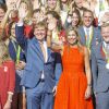 Le roi Willem-Alexander et la reine Maxima des Pays-Bas ont reçu le 24 août 2016 les médaillés olympiques néerlandais des JO de Rio au palais Noordeinde à La Haye. Leur bilan s'élève à 19 médailles, dont huit en or.