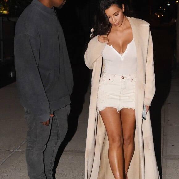 Kim Kardashian et son mari Kanye West sortent dîner au restaurant Zuma à New York le 29 août 2016.