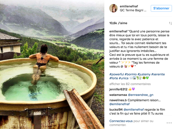 Emilie Nef Naf règle ses comptes sur Instagram, le 31 août 2016.