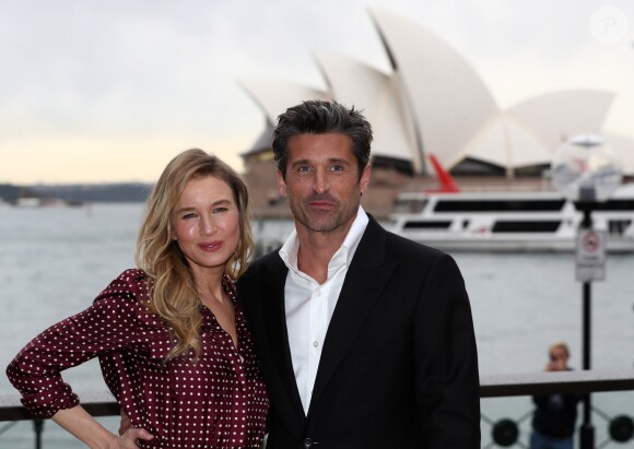 Renée Zellweger et Patrick Dempsey lors d'un photocall pour la promotion du film "Bridget Jones Baby" à Sydney le 22 août 2016.
