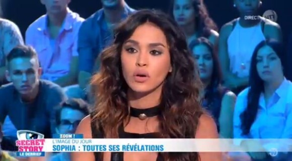 Leila Ben Khalifa pas convaincue par le discours de Sophia dans le "Débrief" de "Secret Story 10", vendredi 8 septembre 2016