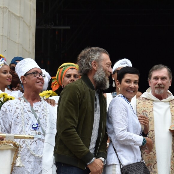 Exclusif - Vincent Cassel et Cristina Cordula lors du "Lavage de la Madeleine" à Paris, le 4 septembre 2016