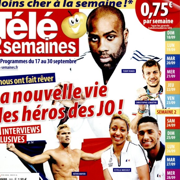 Teddy Riner en couverture de "Télé 2 Semaines", en kiosques le 13 septembre 2016.