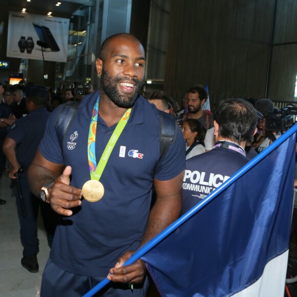 Teddy Riner - Arrivées des athlètes des jeux olympiques de Rio 2016 à l'aéroport de Roissy le 23 août 2016.