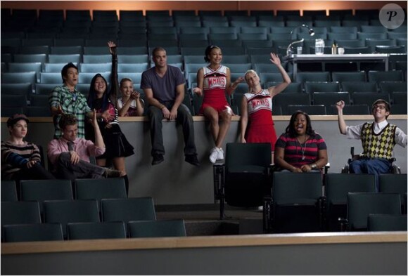Glee : Photo Amber Riley, Chris Colfer, Dianna Agron, Harry Shum Jr., Jenna Ushkowitz