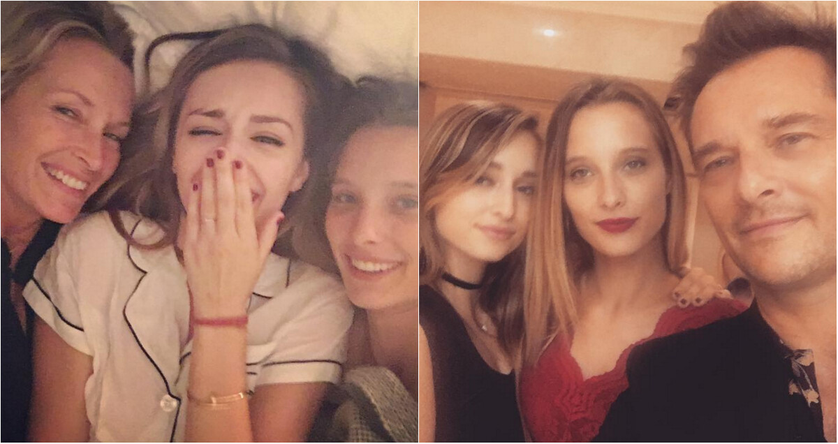 Photo : Estelle Lefébure et David Hallyday, ainsi que leur fille aînée  Ilona Smet, réunis à Londres pour les 19 ans d'Emma Smet, le 13 septembre  2016. - Purepeople