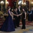  Le roi Felipe VI et la reine Letizia d'Espagne lors du dîner d'Etat organisé le 7 juillet 2015 à Madrid en l'honneur du président péruvien Ollanta Humala et sa femme Nadine. 