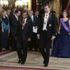Felipe VI et Letizia d'Espagne lors du dîner d'Etat organisé le 7 juillet 2015 à Madrid en l'honneur du président péruvien Ollanta Humala et sa femme Nadine.