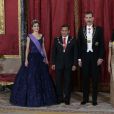  Felipe VI et Letizia d'Espagne lors du dîner d'Etat organisé le 7 juillet 2015 à Madrid en l'honneur du président péruvien Ollanta Humala et sa femme Nadine. 