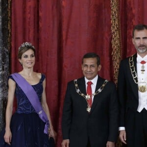 Felipe VI et Letizia d'Espagne lors du dîner d'Etat organisé le 7 juillet 2015 à Madrid en l'honneur du président péruvien Ollanta Humala et sa femme Nadine.