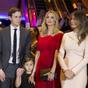 Jared Kushner, Ivanka Trump et Melania Trump - Donald Trump, candidat aux primaires du Parti républicain pour l'élection présidentielle de 2016 l'emporte dans l'état de New York le 19 Avril 2016.