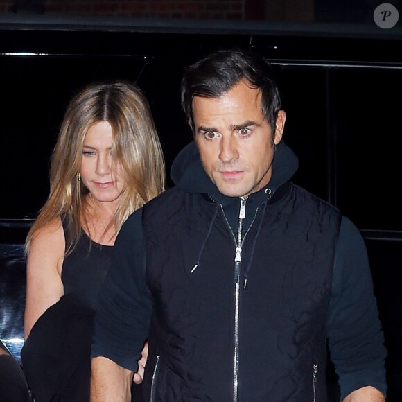 Jennifer Aniston et son mari Justin Theroux à la sortie du restaurant Smile à New York, le 24 septembre 2016.