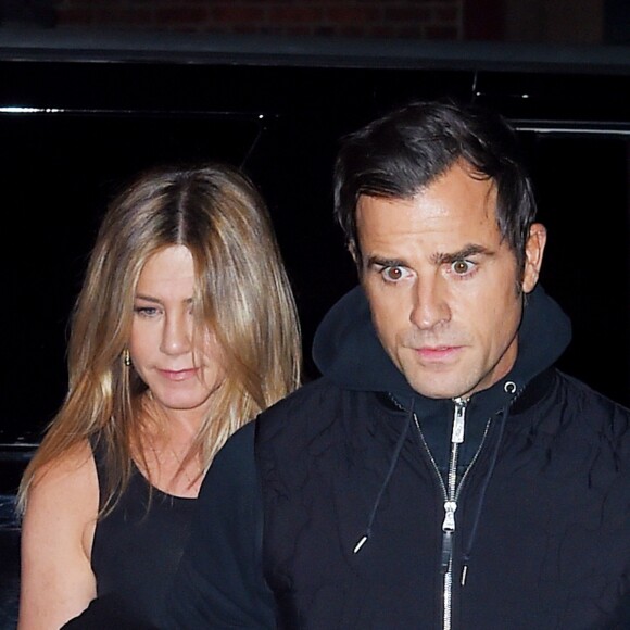 Jennifer Aniston et son mari Justin Theroux à la sortie du restaurant Smile à New York, le 24 septembre 2016.