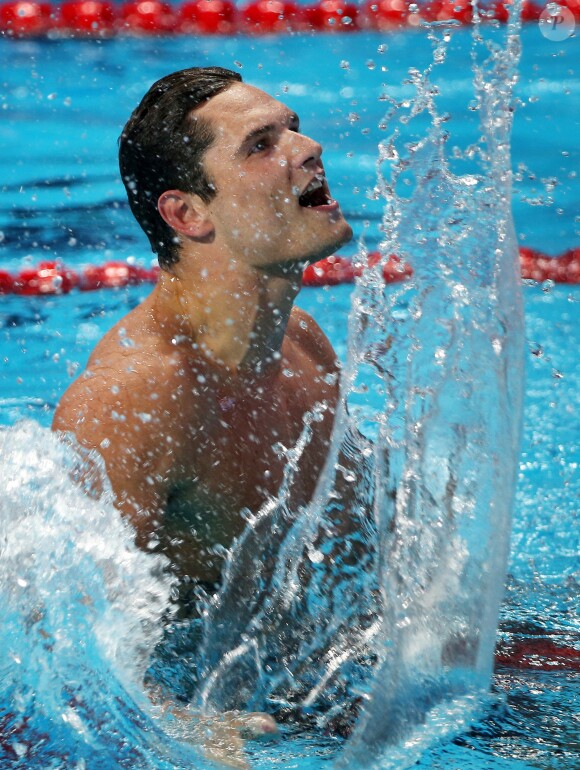 Florent Manaudou, médaillé d'or du 50m nage libre lors des Championnats du monde de natation à Kazan en Russie. Le 8 août 2015