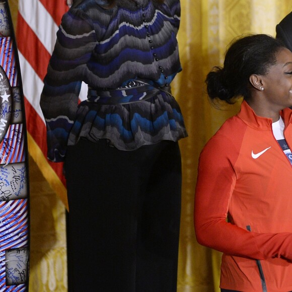 Barack Obama, Simone Biles, Michelle Obama et Joe Biden, le 29 septembre à la Maison Blanche.