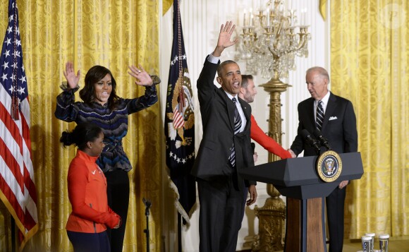 Barack Obama, Simone Biles, Michelle Obama et Joe Biden, le 29 septembre à la Maison Blanche.