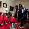 Barack Obama reçoit les gymnastes américaines à la Maison Blanche, dont Simone Biles, le 29 septembre 2016