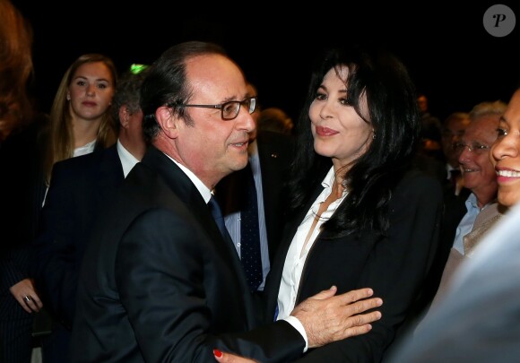 Exclusif - François Hollande, Yamina Benguigui - Soirée du 10ème anniversaire de la Fondation Culture & Diversité à la Salle Pleyel à Paris le 3 octobre 2016. La Fondation Culture & Diversité a pour mission de favoriser l'accès des jeunes issus de l’éducation prioritaire aux arts et à la culture. © Dominique Jacovides/Bestimage