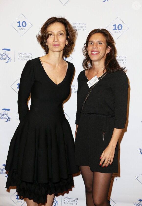 Exclusif - Audrey Azoulay, Eléonore Ladreit de Lacharrière - Soirée du 10ème anniversaire de la Fondation Culture & Diversité à la Salle Pleyel à Paris le 3 octobre 2016. La Fondation Culture & Diversité a pour mission de favoriser l'accès des jeunes issus de l’éducation prioritaire aux arts et à la culture. © Dominique Jacovides/Bestimage
