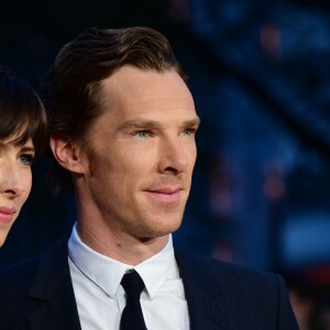 Benedict Cumberbatch et sa femme Sophie Hunter (habillée en Dior Haute Couture) - Avant-première du film "Black Mass" lors du Festival BFI à Londres, le 11 octobre 2015
