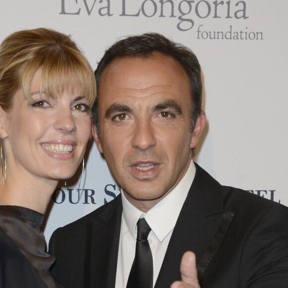 Nikos Aliagas et sa compagne Tina Grigoriou - 4eme edition du "Global Gift Gala", coprésidee par Eva Longoria et presentee par Nikos Aliagas, au George V à Paris le 13 mai 2013.