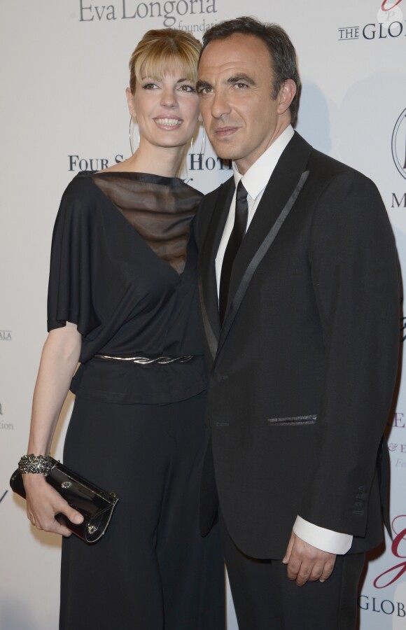 Nikos Aliagas et sa compagne Tina Grigoriou - 4eme edition du "Global Gift Gala", coprésidee par Eva Longoria et presentee par Nikos Aliagas, au George V à Paris le 13 mai 2013.