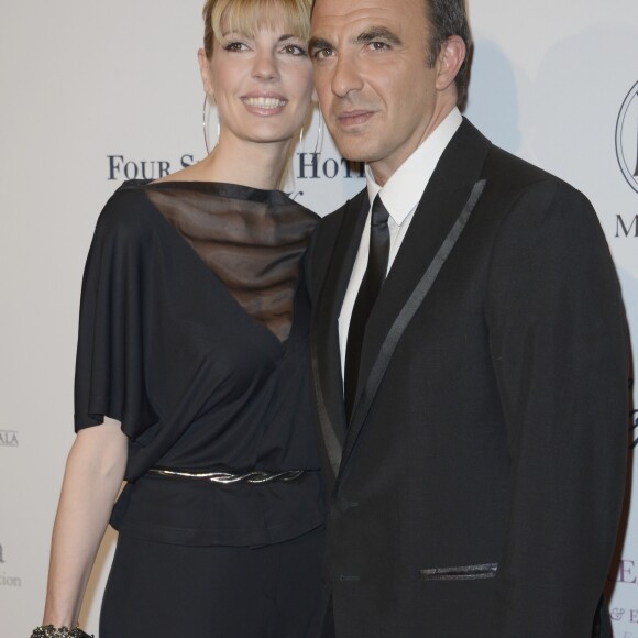 Nikos Aliagas et sa compagne Tina Grigoriou - 4eme edition du "Global Gift Gala", coprésidee par Eva Longoria et presentee par Nikos Aliagas, au George V à Paris le 13 mai 2013.
