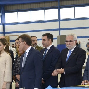La reine Letizia d'Espagne inaugurait l'année 2016-2017 de formation professionnelle à l'occasion d'une visite à l'institut "San Rosendo" à Mondonedo le 4 octobre 2016.