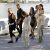 Kim Kardashian et Kendall Jenner - Défilé "Yeezy Season 4" au Franklin D. Roosevelt Four Freedoms Park à New York, le 7 septembre 2016.