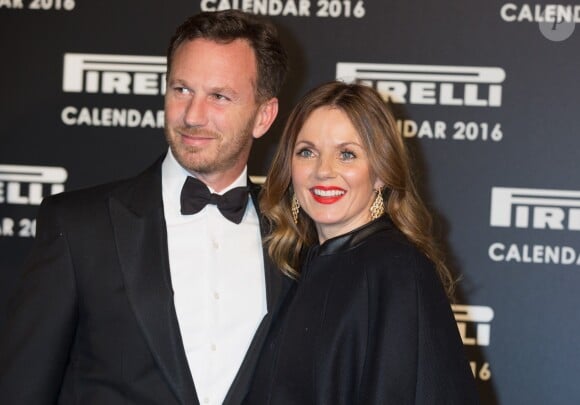 Christian Edward Johnston Horner et sa femme Geri Halliwell au Dîner de présentation du calendrier Pirelli à Londres. Le 30 novembre 2015