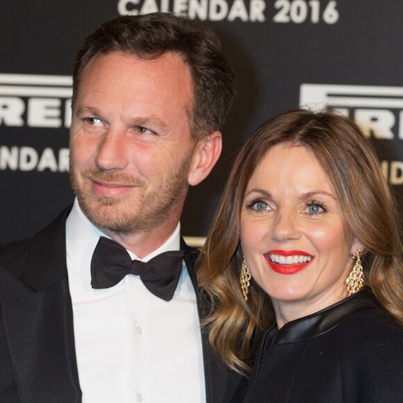 Christian Edward Johnston Horner et sa femme Geri Halliwell au Dîner de présentation du calendrier Pirelli à Londres. Le 30 novembre 2015
