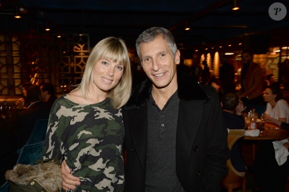 Exclusif - Nagui et sa femme Mélanie Page - Inauguration du restaurant péruvien "Manko" de la star mondiale de la cuisine sud-américiane, Gaston Acurio au 15, avenue Montaigne à Paris le 5 février 2016. © Rachid Bellak/Bestimage