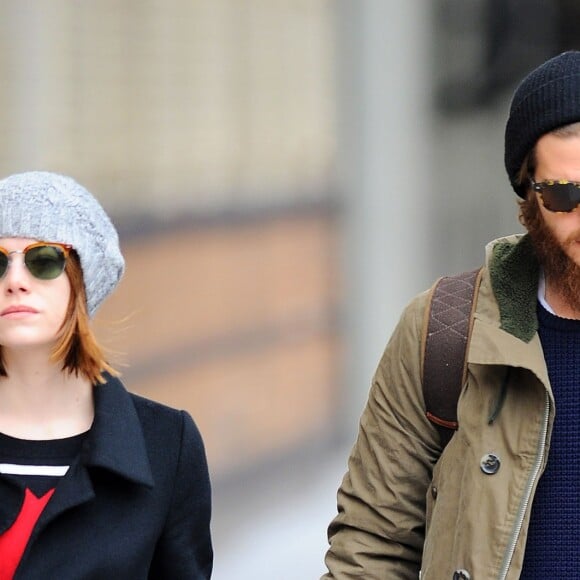 Emma Stone et son ex compagnon Andrew Garfield dans les rues de New York, le 25 novembre 2014