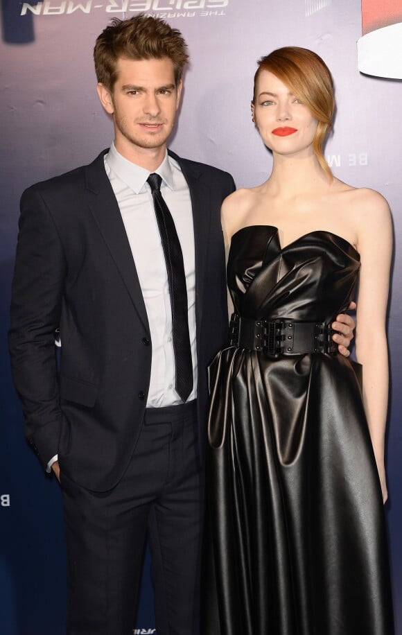 Emma Stone et son ex compagnon Andrew Garfield à l'avant-première du film "The Amazing Spider-Man 2: Le Destin d'un Héros" à Paris, le 11 avril 2014