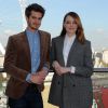 Andrew Garfield et Emma Stone lors du photocall du film "Spiderman 2" à Londres, le 8 avril 2014