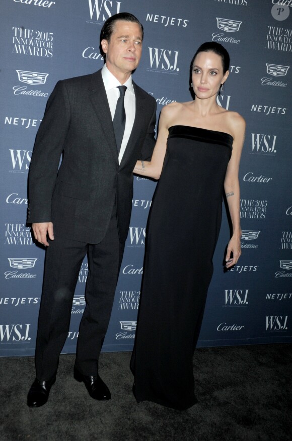Brad Pitt et sa femme Angelina Jolie à la soirée ‘WSJ. Magazine 2015 Innovator' à New York, le 4 novembre 201